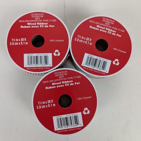 Santa Christmas Train Wired‎ Holiday Ribbon 1.5 In x 30 Ft Celebrate It Lot of 3 - Picture 4 of 4